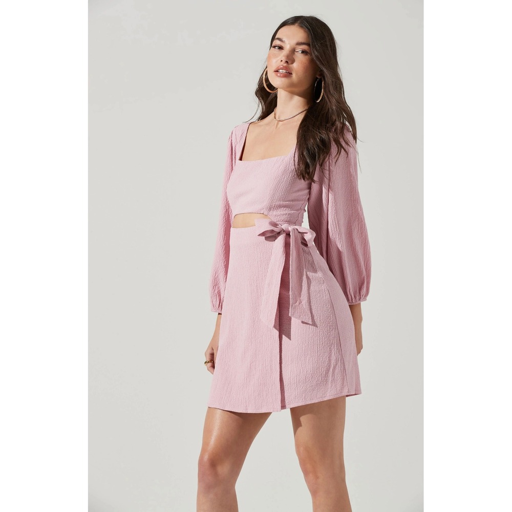 NWT ASTR The Label Nordstrom Center Cutout Faux Wrap Pink Mini Dress ($85) XL